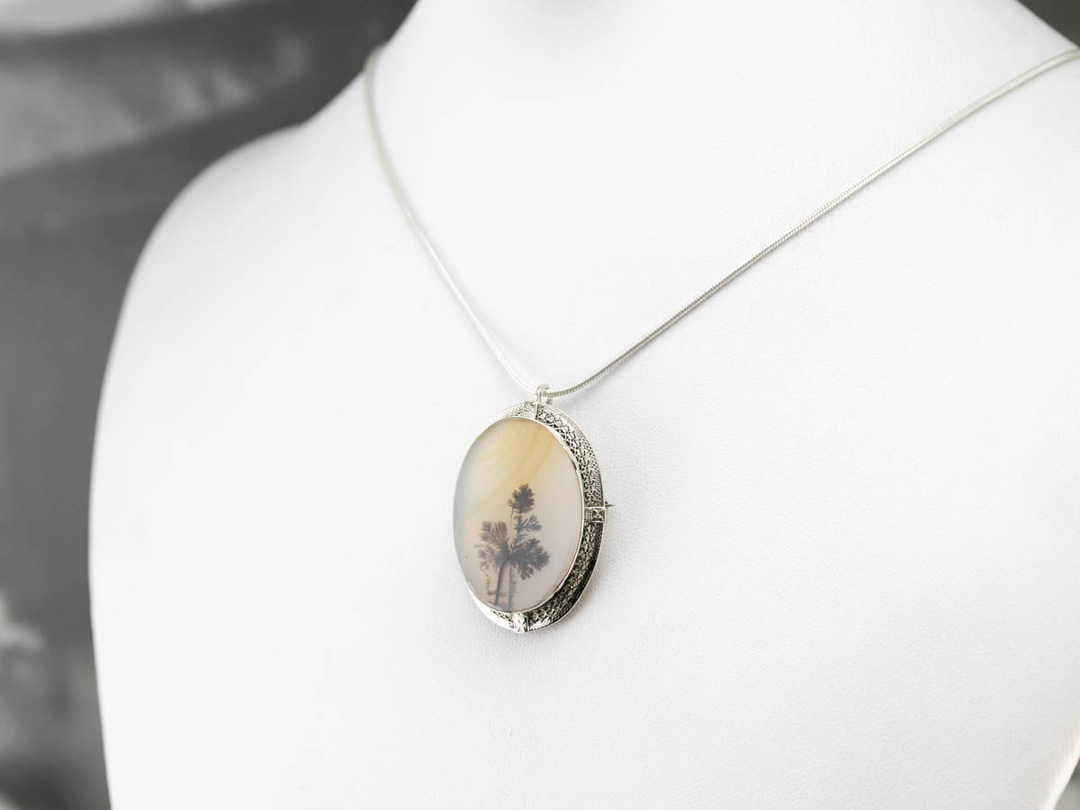 Vintage Shazar Stone Agate Brooch or Pendant