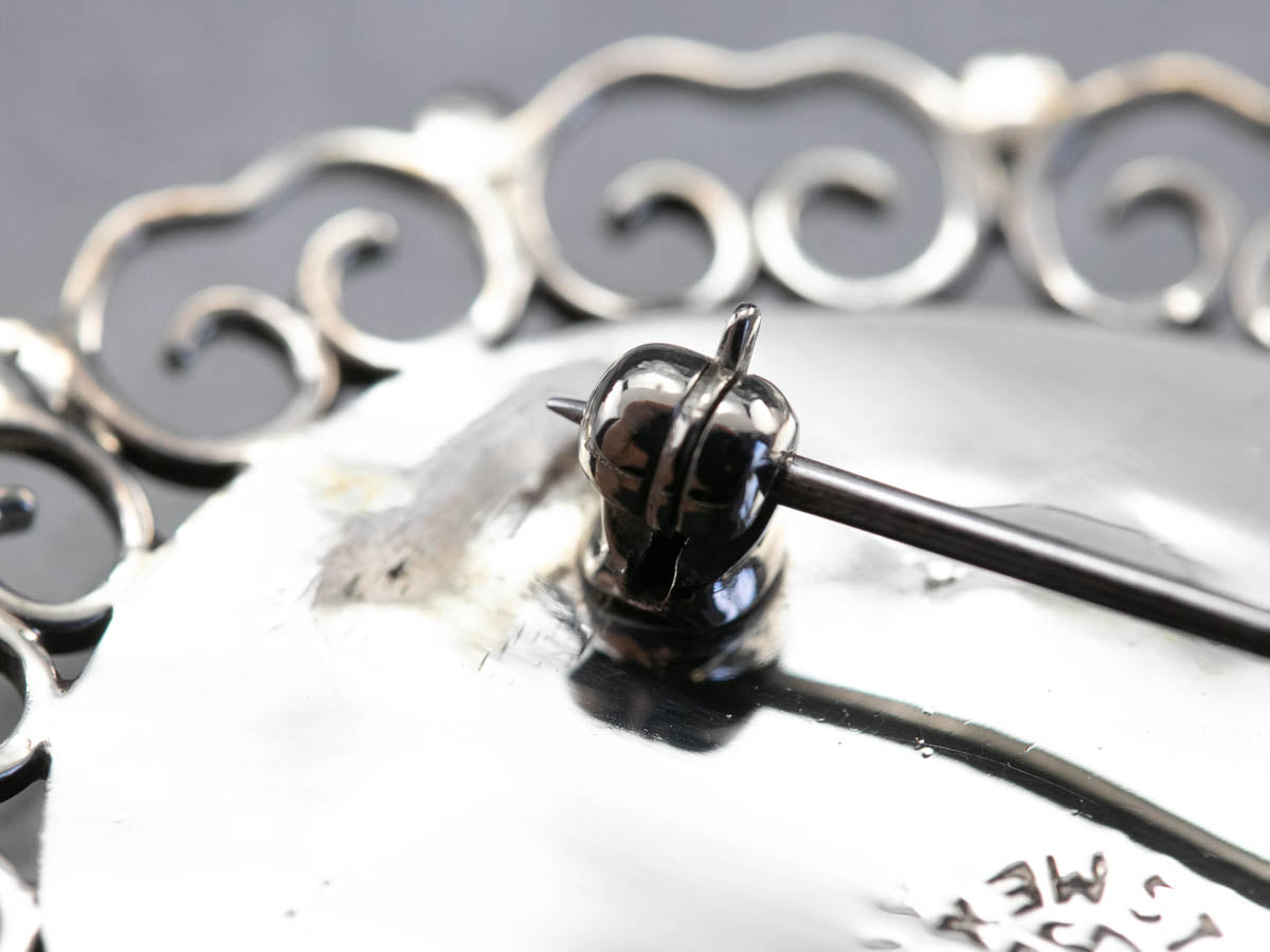Pin de ágata dendrítica de plata de ley