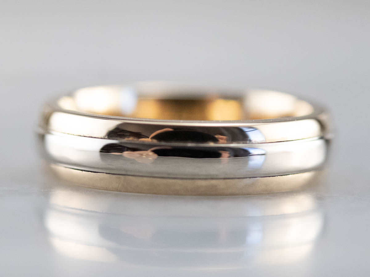 Unisex White and Yellow Gold Band