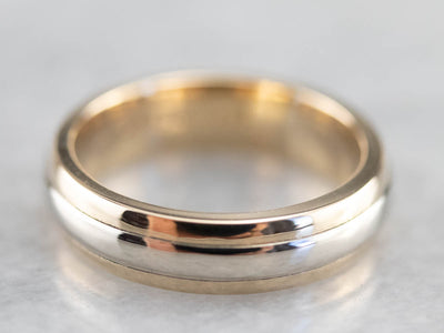 Unisex White and Yellow Gold Band