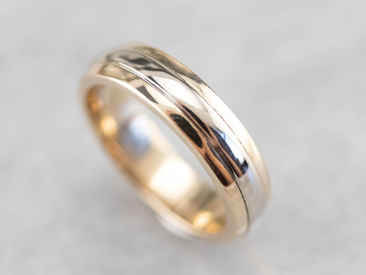 Unisex White and Yellow Gold Band