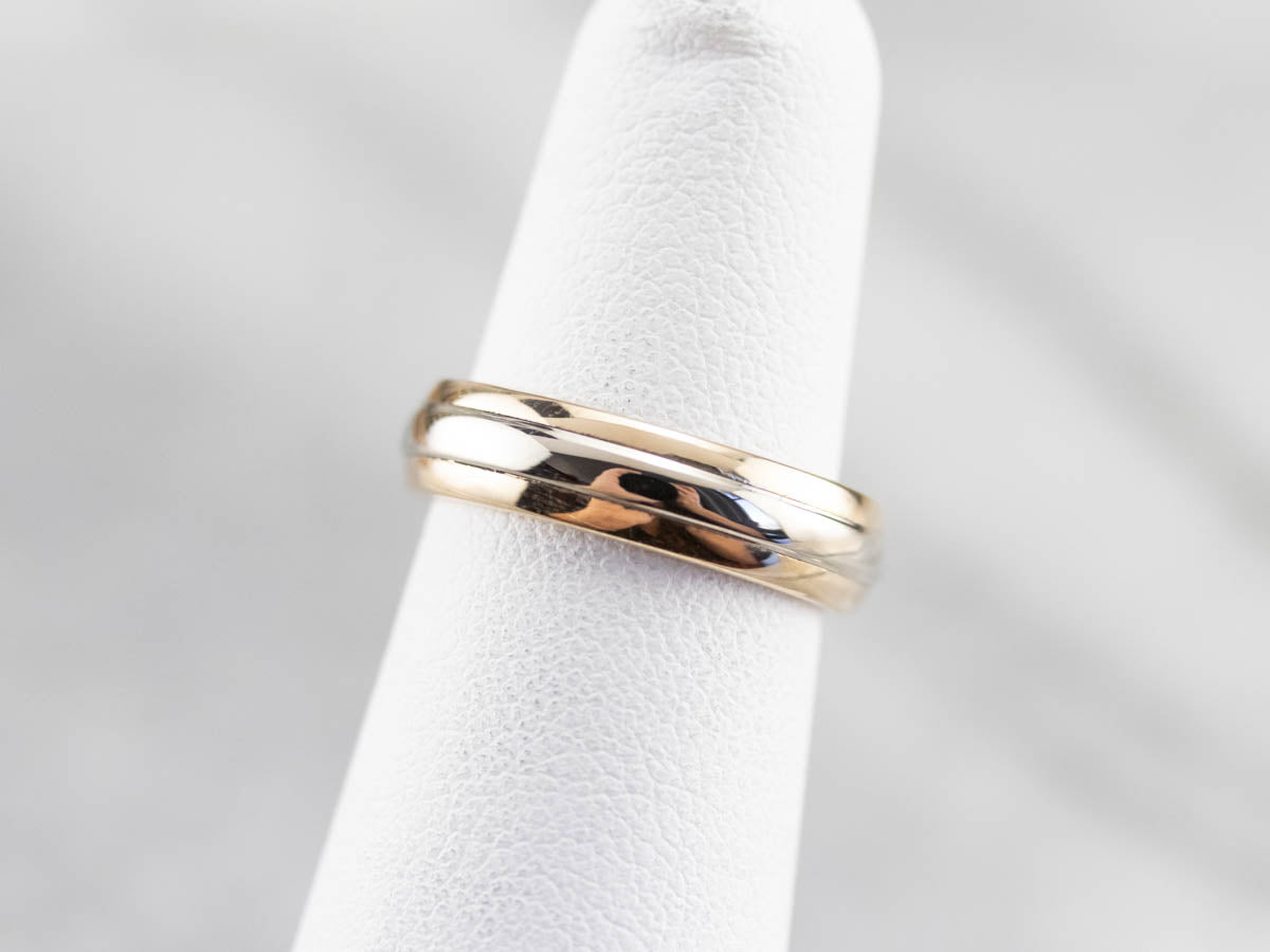 Unisex White and Yellow Gold Band