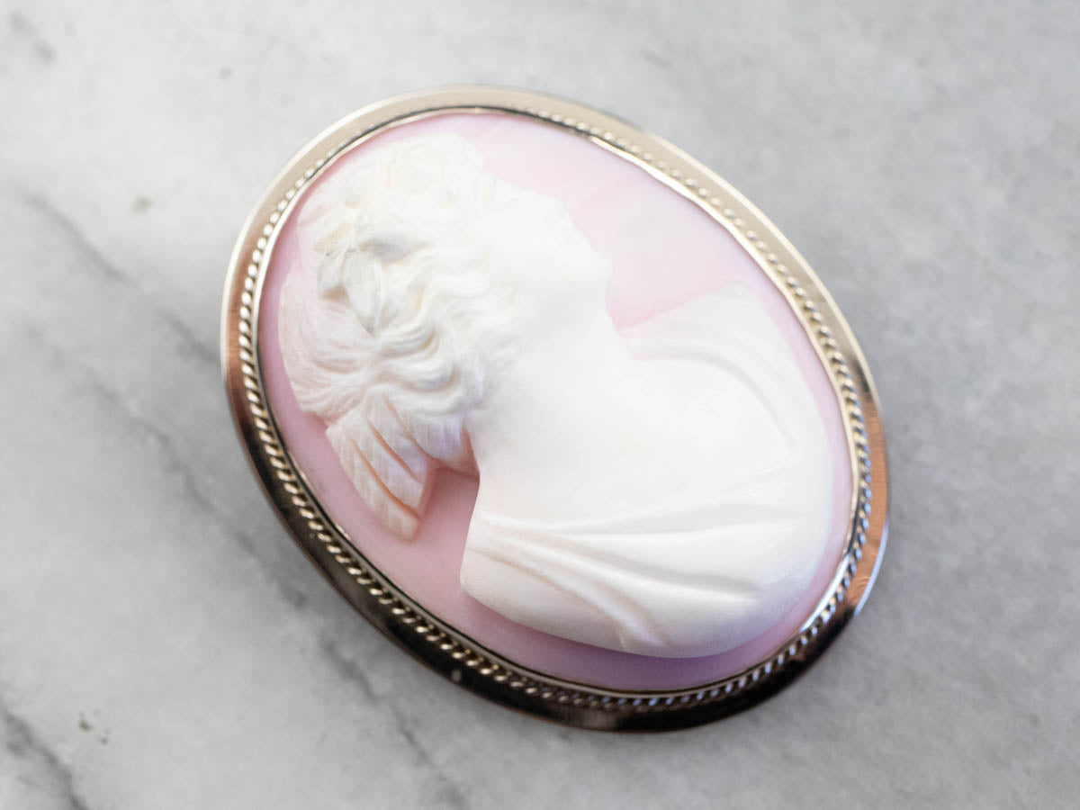 Pink Shell Cameo Brooch or Pendant