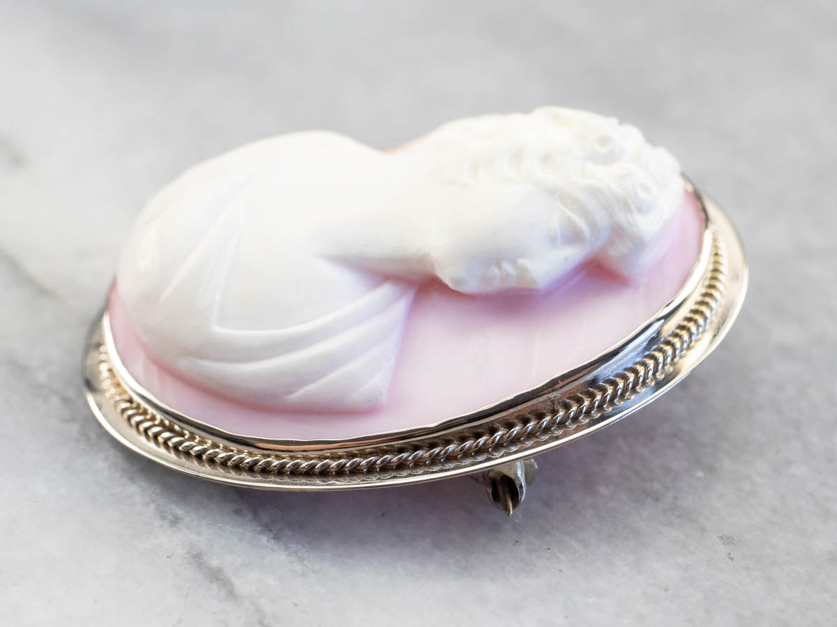 Pink Shell Cameo Brooch or Pendant