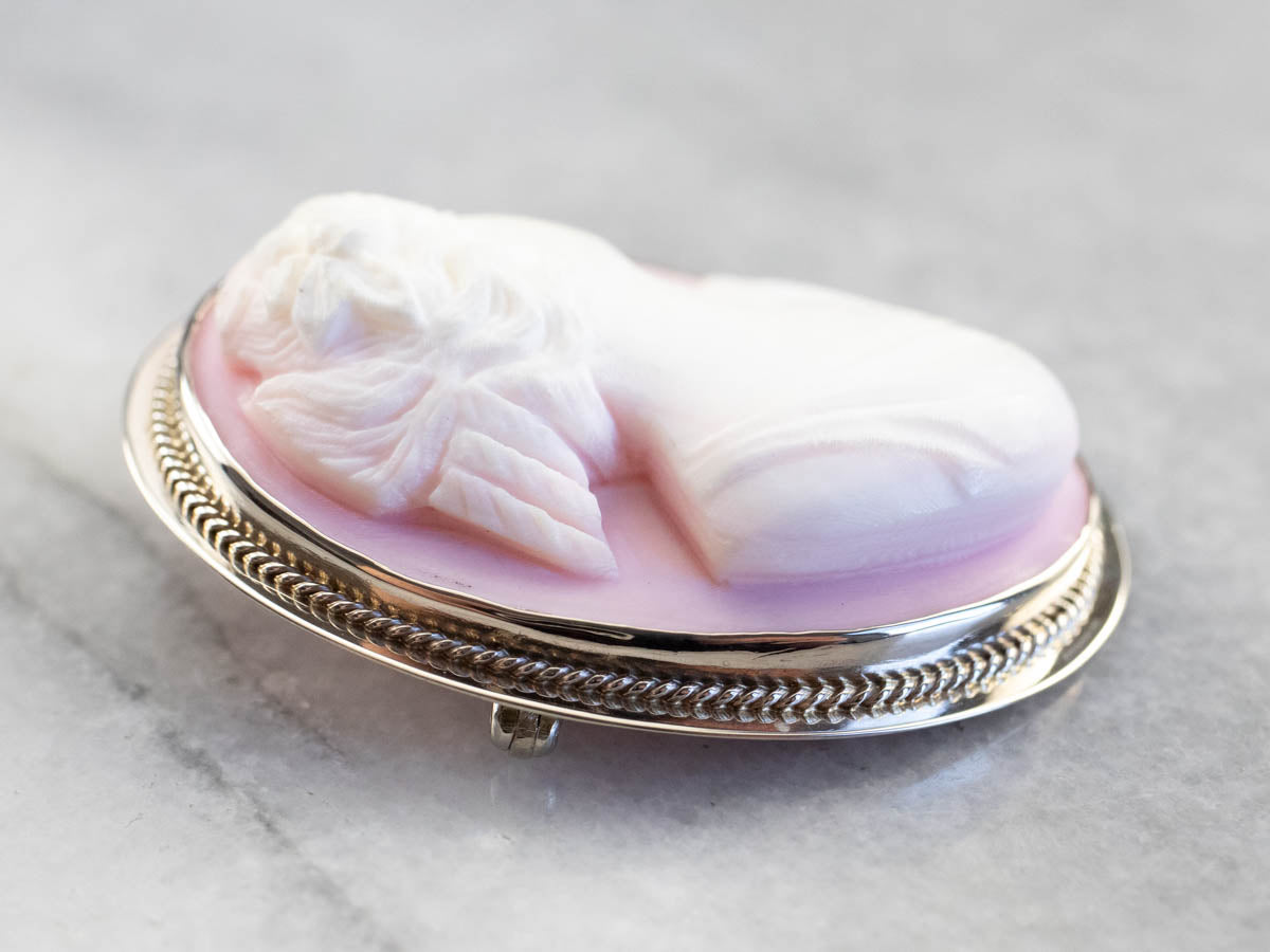 Pink Shell Cameo Brooch or Pendant