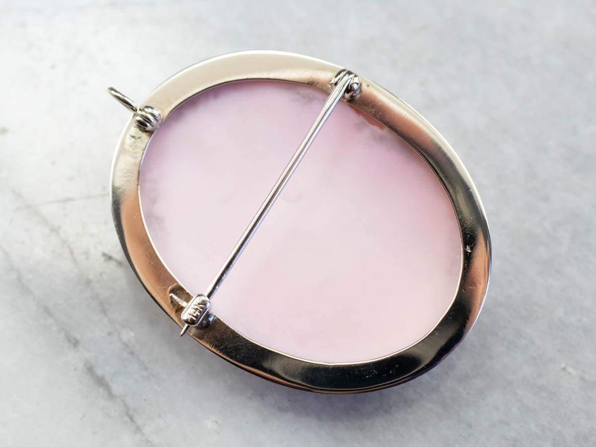 Pink Shell Cameo Brooch or Pendant