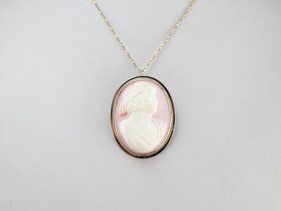 Pink Shell Cameo Brooch or Pendant