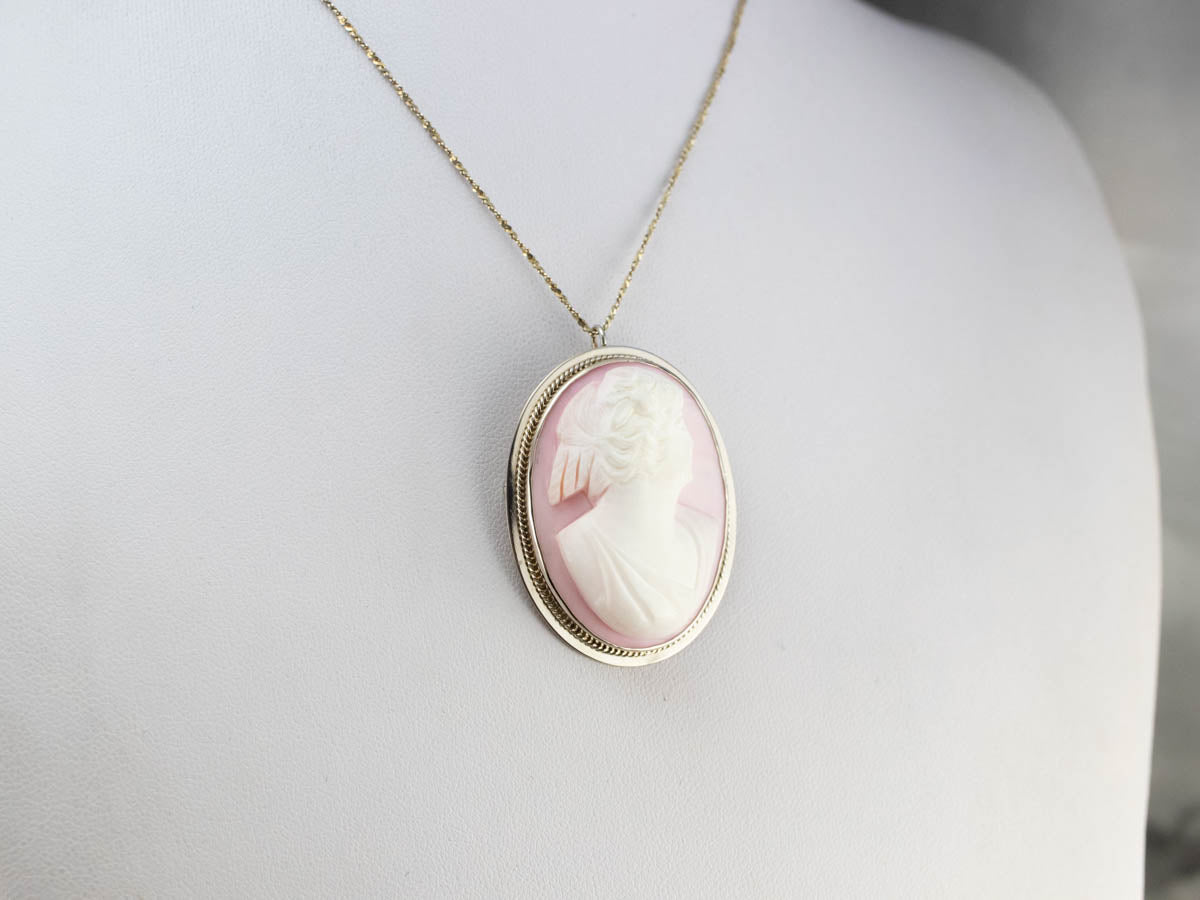 Pink Shell Cameo Brooch or Pendant