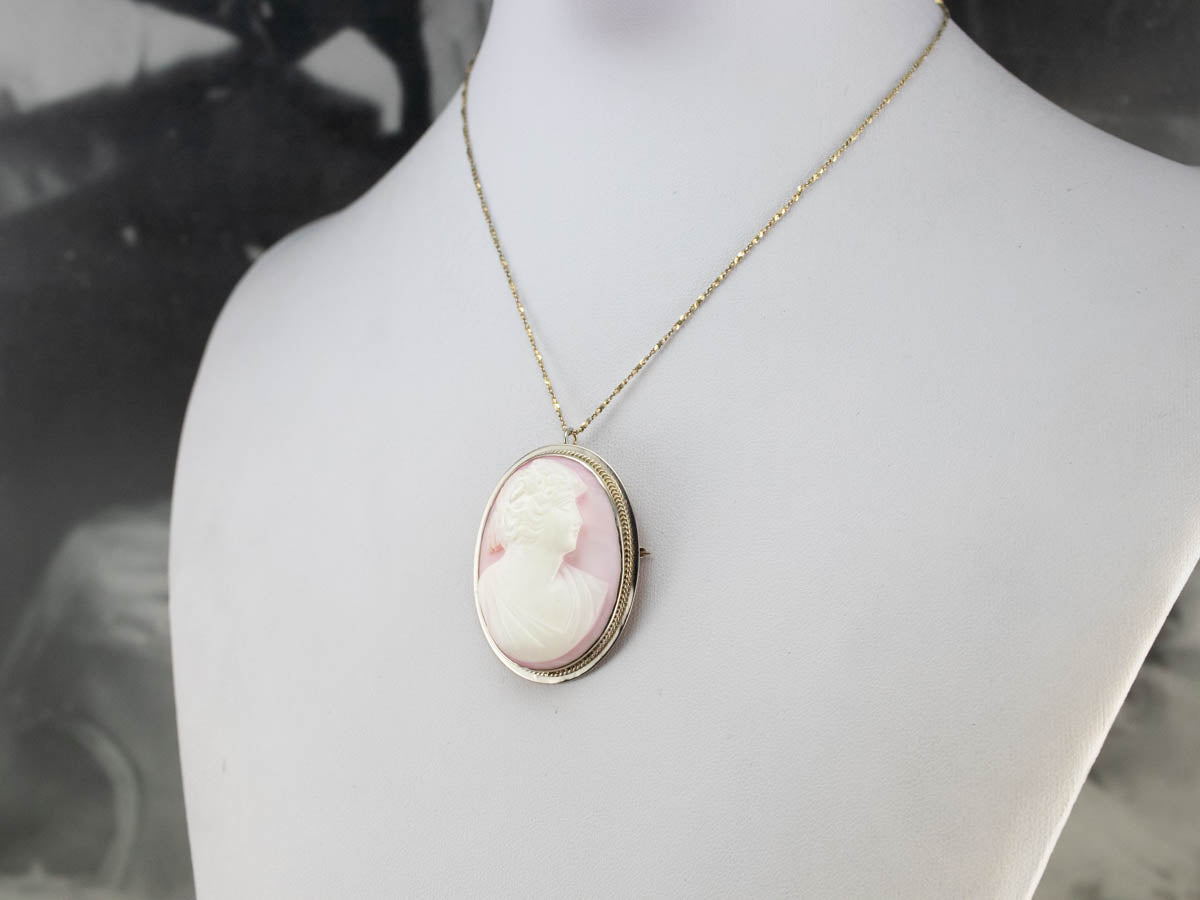 Pink Shell Cameo Brooch or Pendant