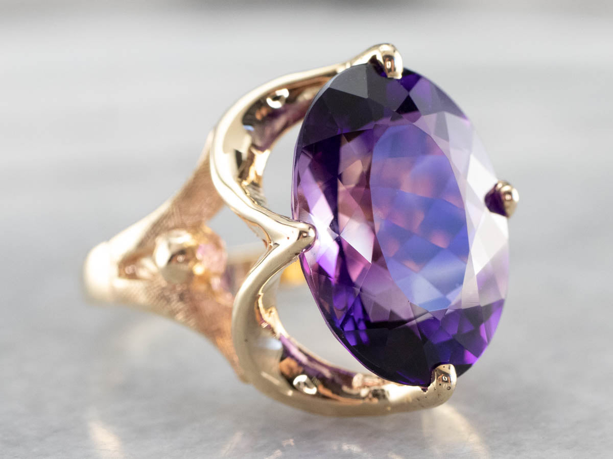 Gold Ring With Natural Faceted Amethyst, Amethyst Ring, Deep Purple  Amethyst Ring - Melogems | One of top collectors of melo melo pearls