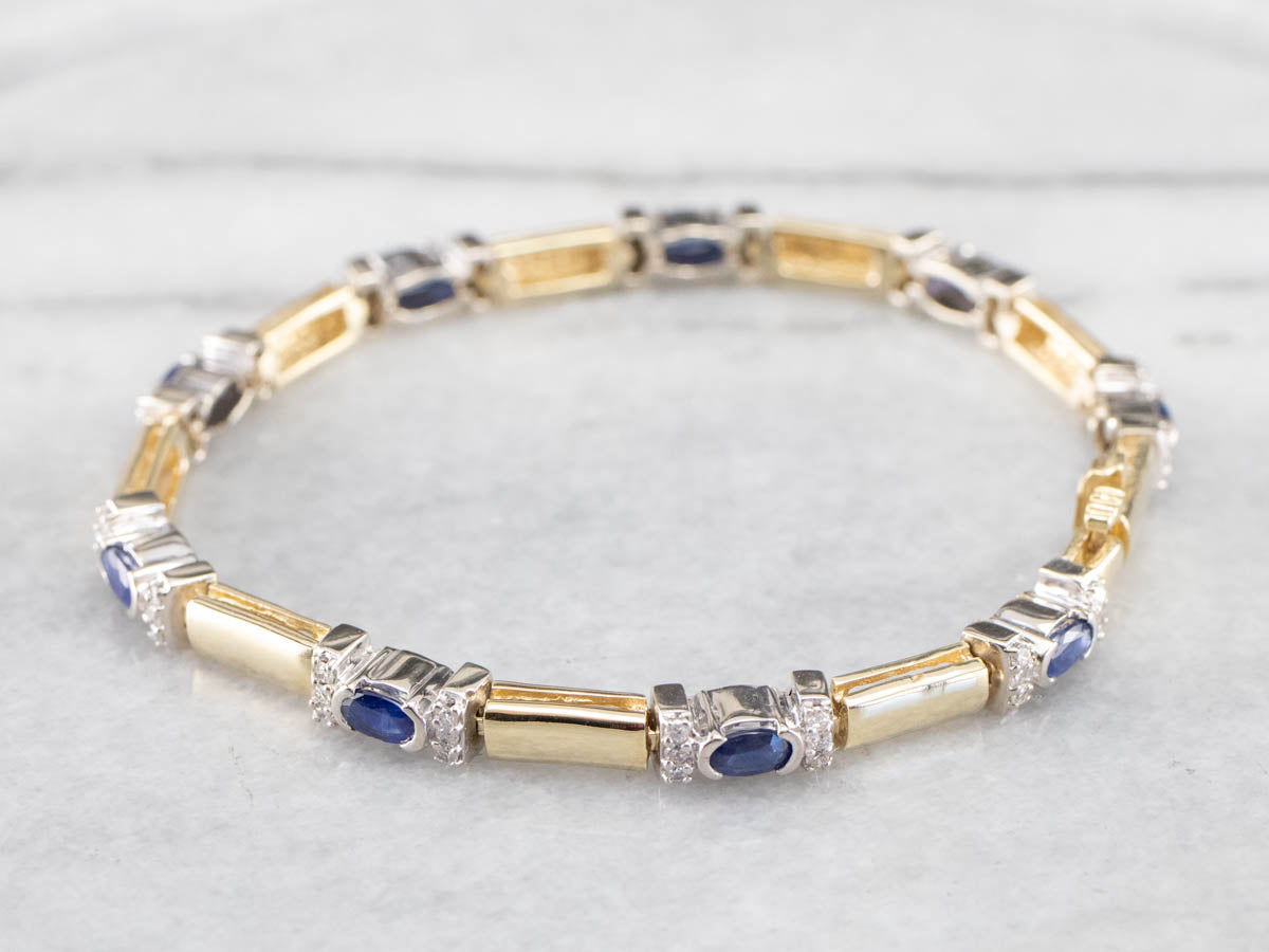 Two Tone Gold Sapphire and Diamond Bracelet