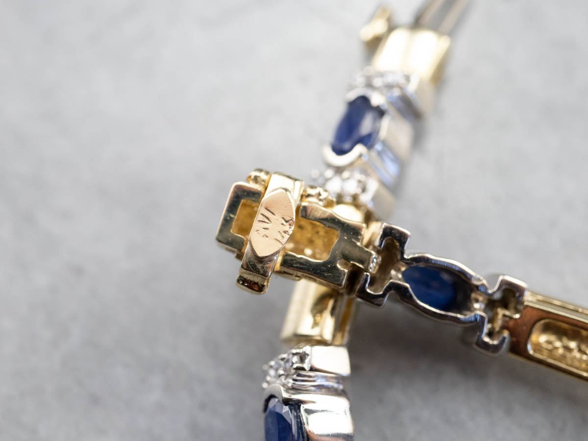 Two Tone Gold Sapphire and Diamond Bracelet