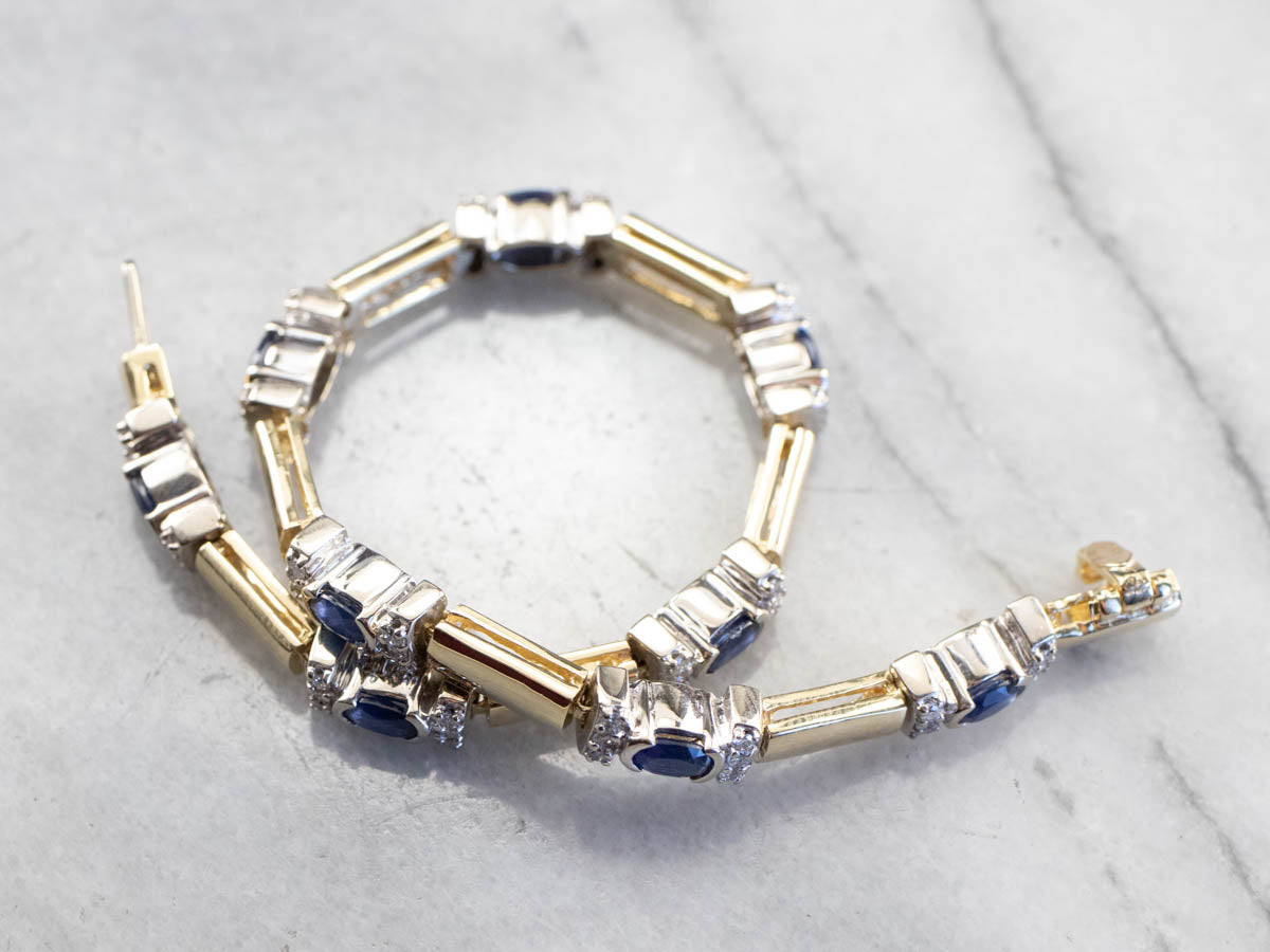 Two Tone Gold Sapphire and Diamond Bracelet