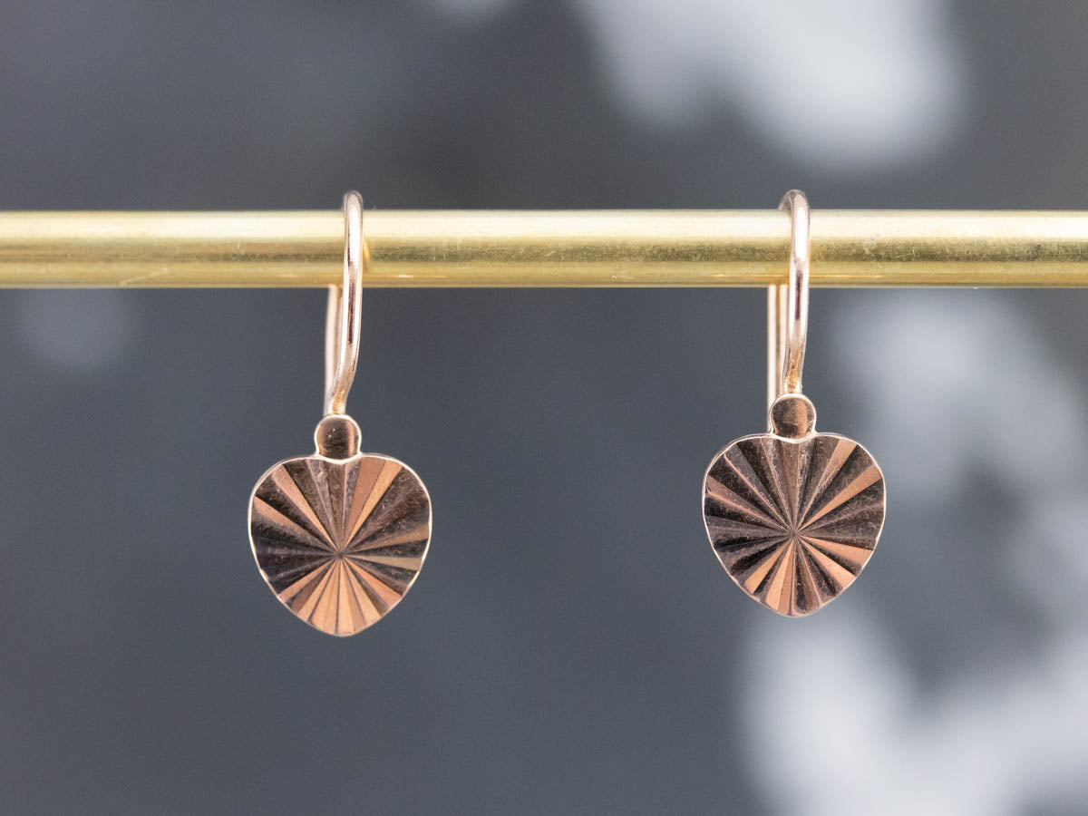 Rose Gold Heart Drop Earrings