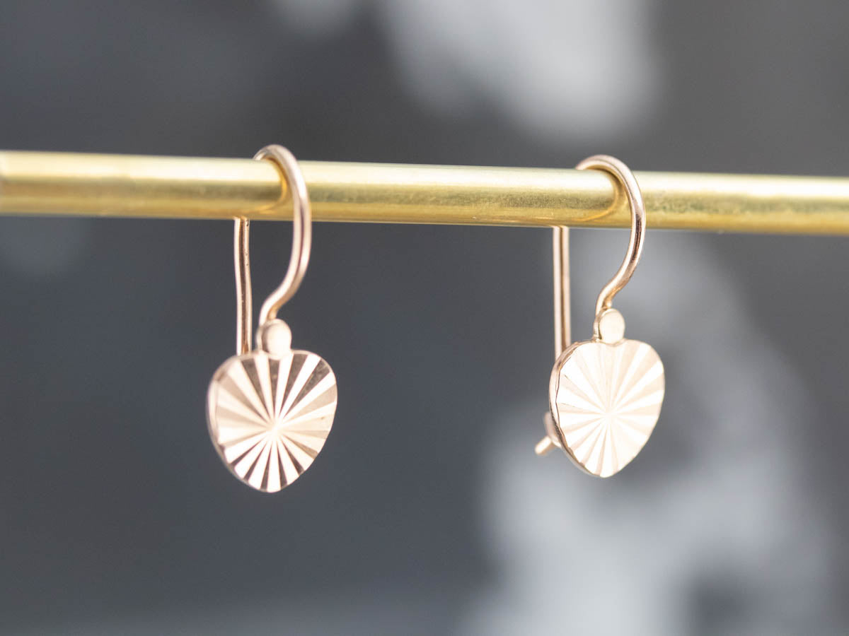 Rose Gold Heart Drop Earrings