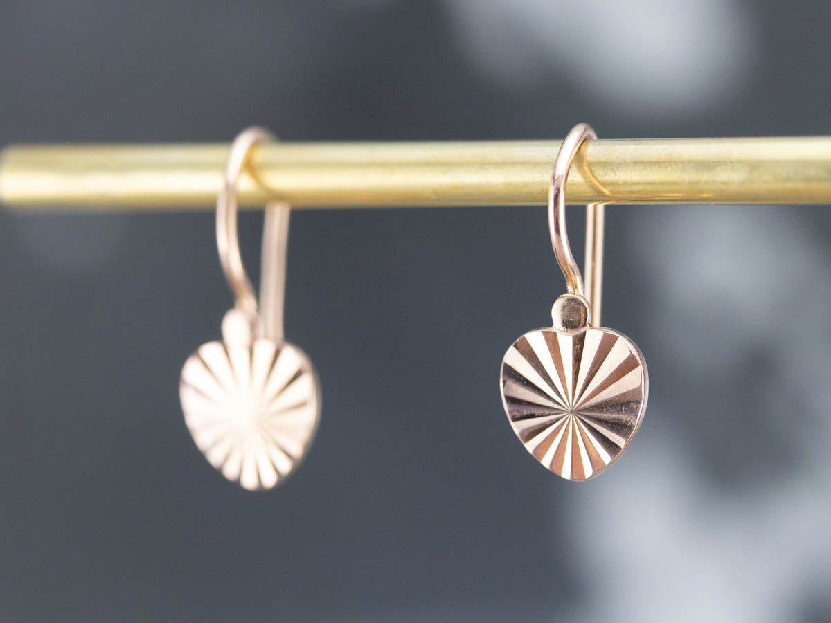 Rose Gold Heart Drop Earrings
