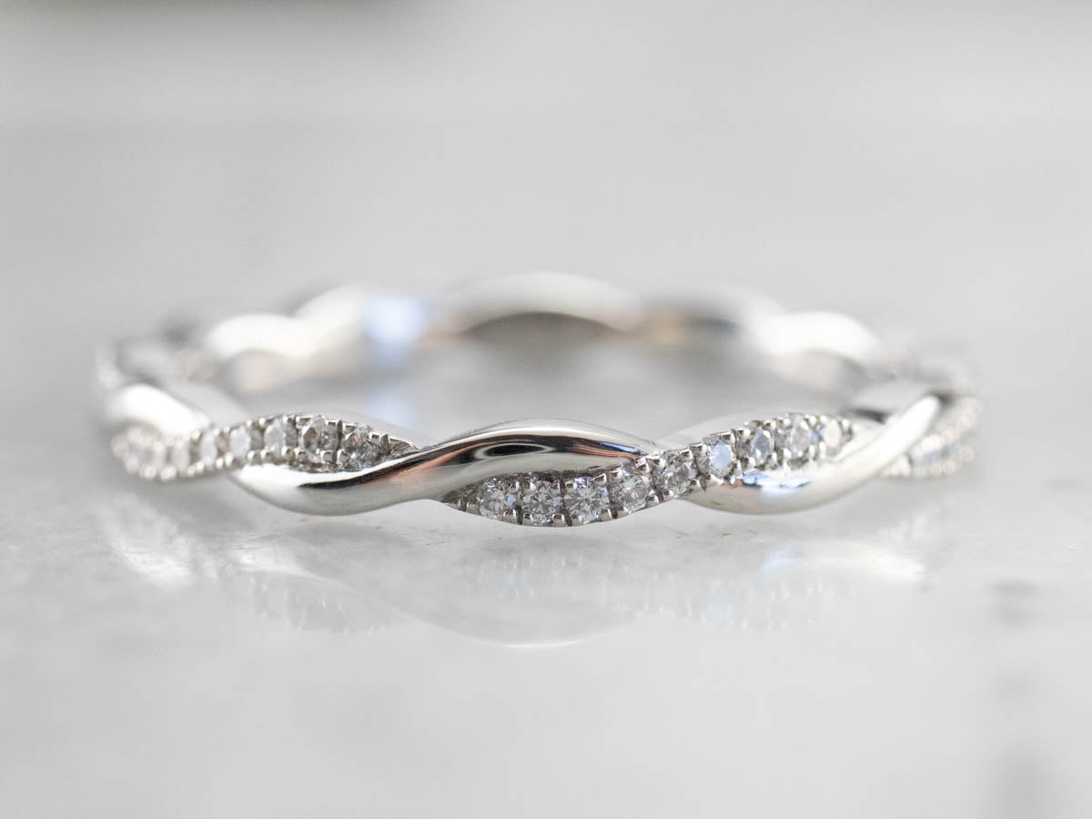 Twisted Diamond Platinum Eternity Wedding Band