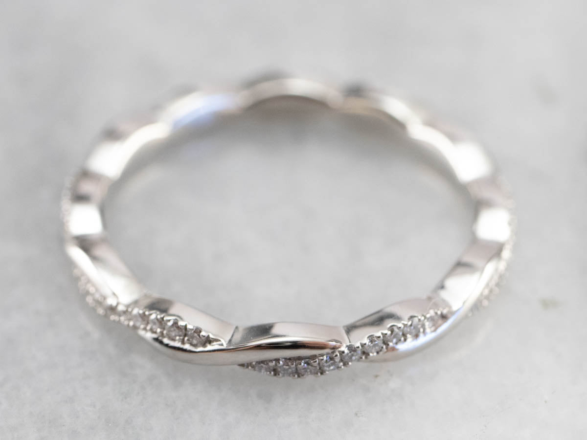 Twisted Diamond Platinum Eternity Wedding Band