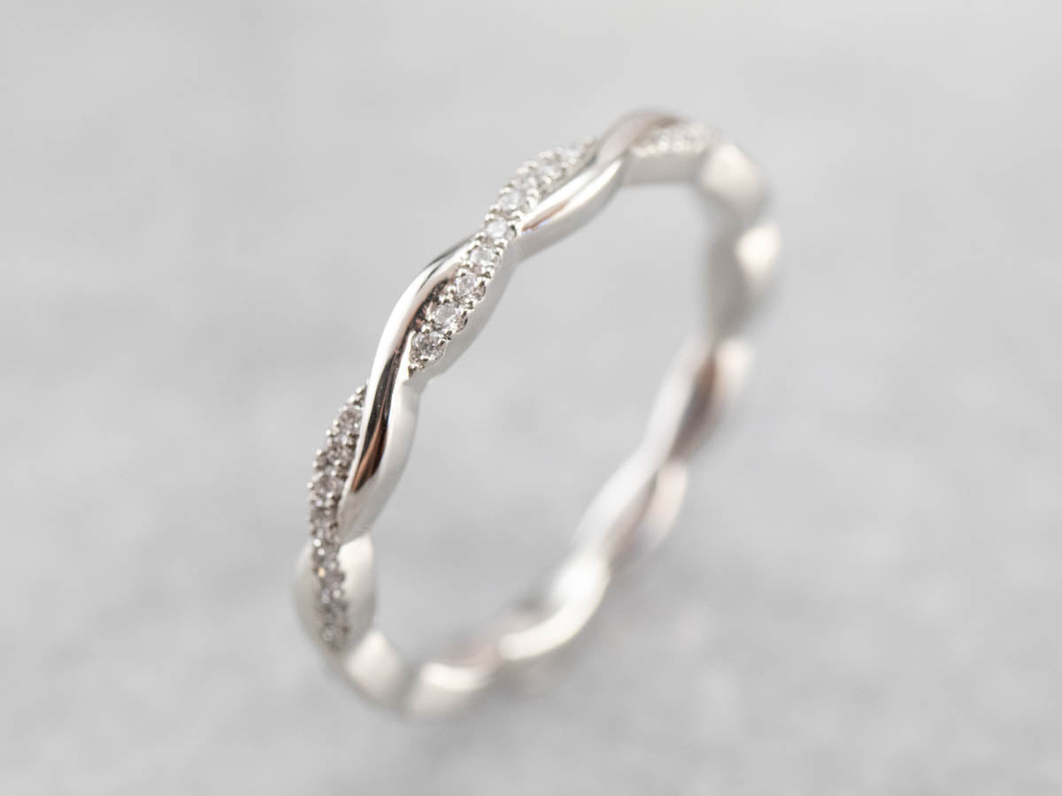 Twisted Diamond Platinum Eternity Wedding Band