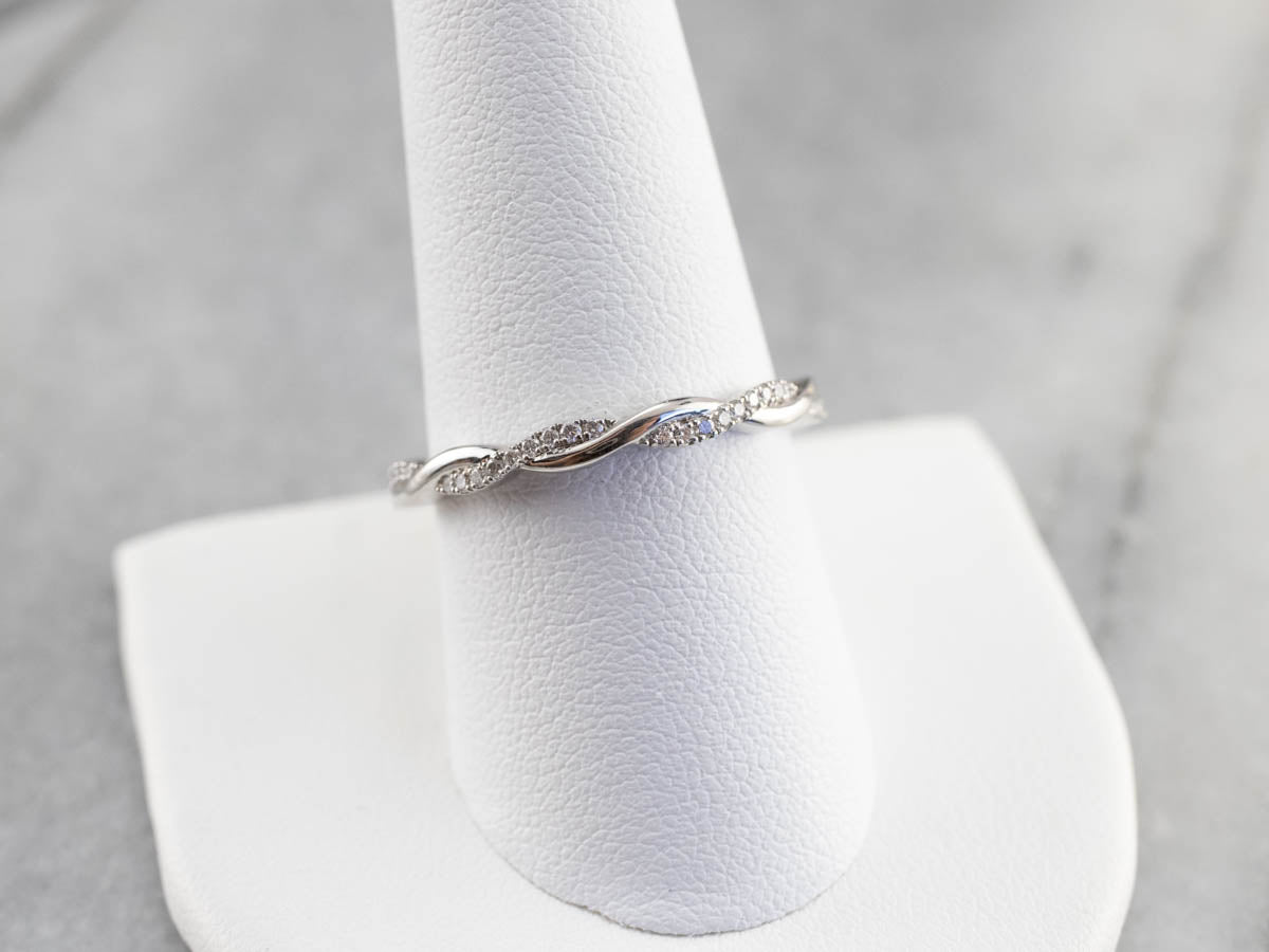 Twisted Diamond Platinum Eternity Wedding Band
