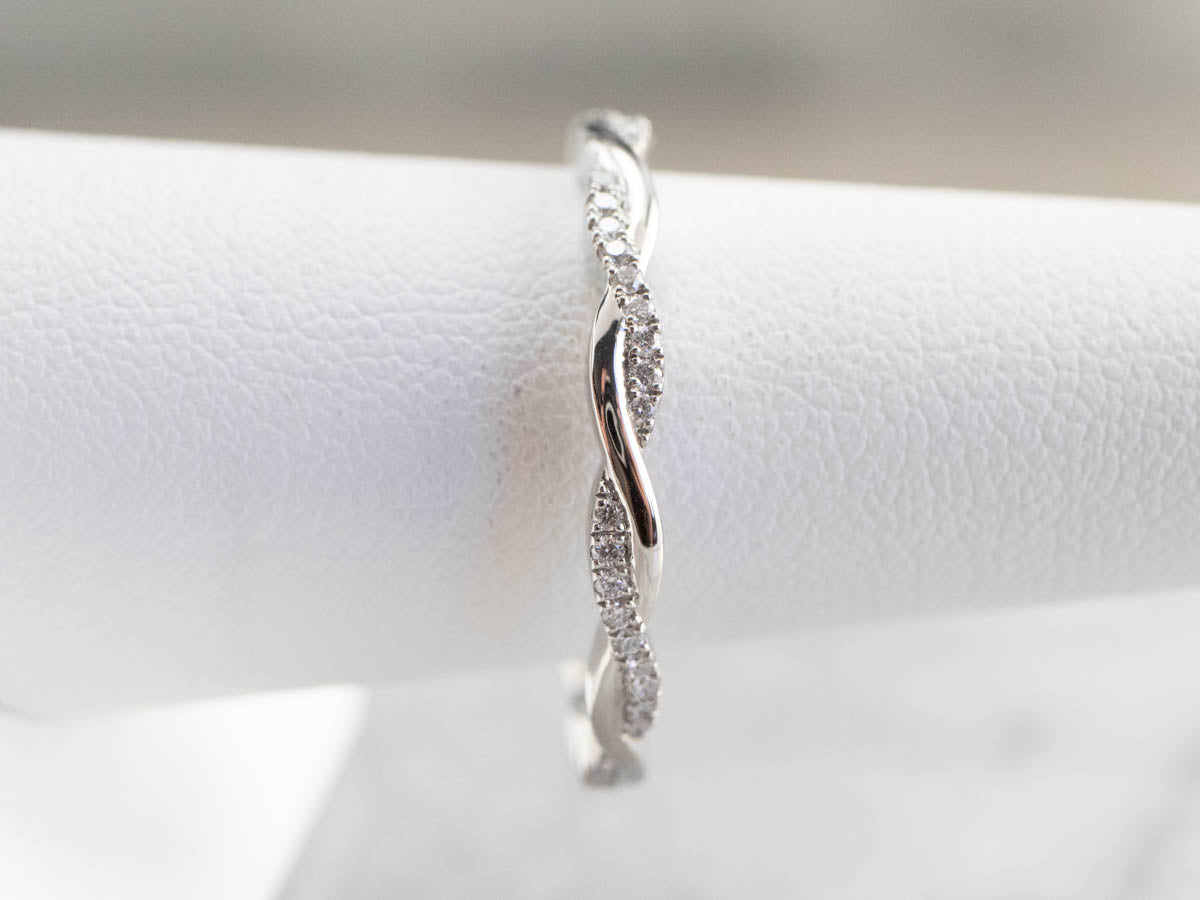 Twisted Diamond Platinum Eternity Wedding Band