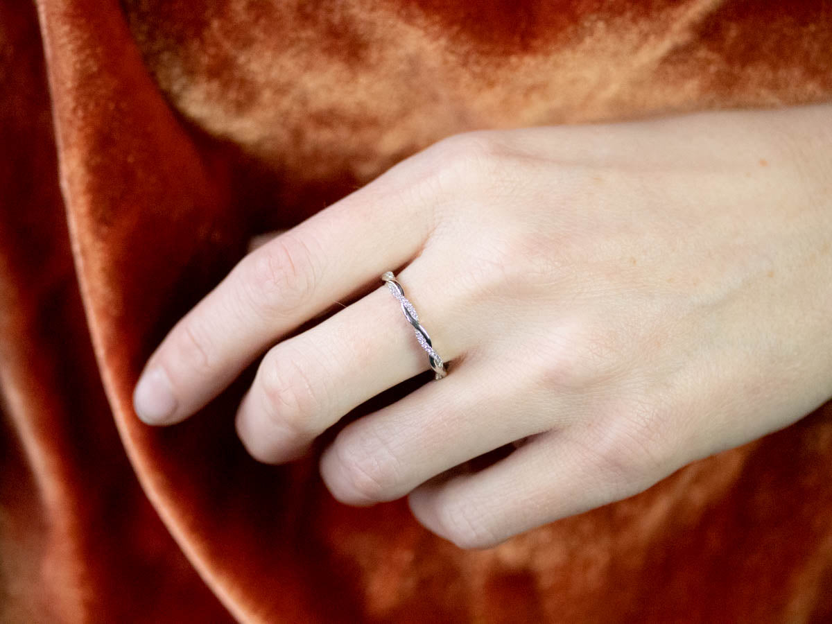 Twisted Diamond Platinum Eternity Wedding Band