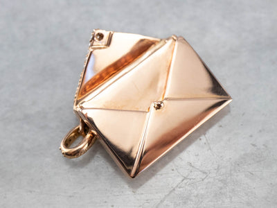 Diamond Encrusted Rose Gold Envelope Pendant