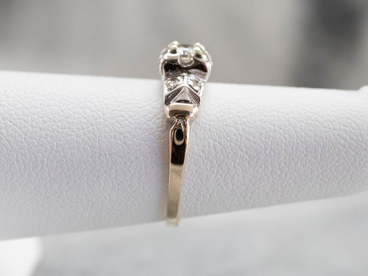 Retro Era Diamond Engagement Ring