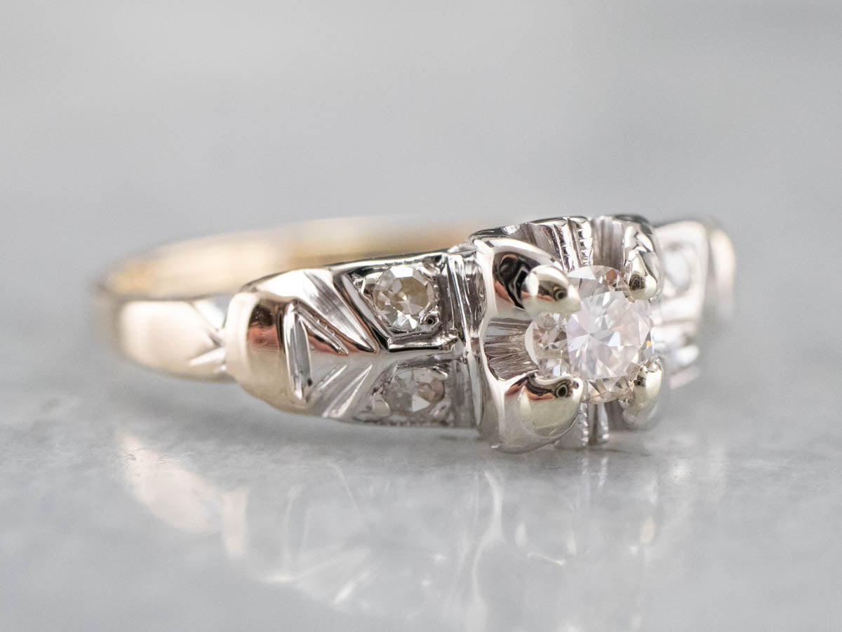 Retro Era Diamond Engagement Ring