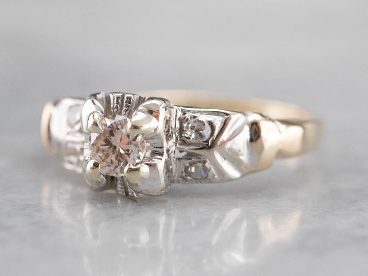 Retro Era Diamond Engagement Ring