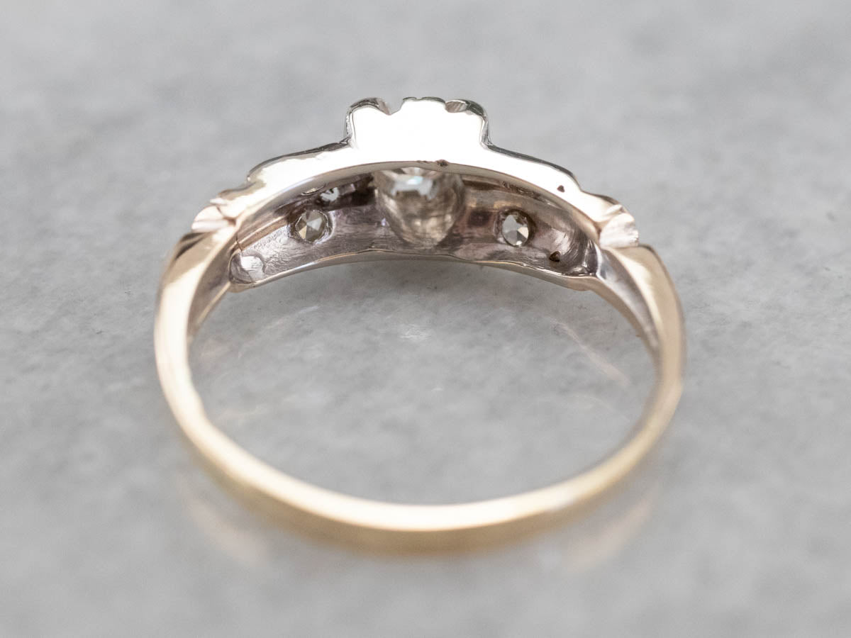 Retro Era Diamond Engagement Ring