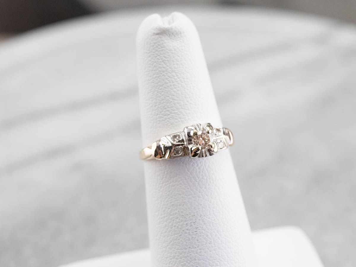 Retro Era Diamond Engagement Ring