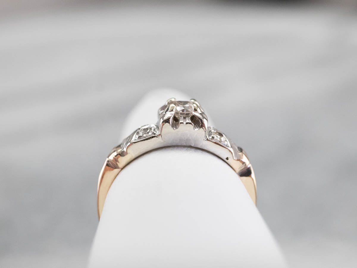 Retro Era Diamond Engagement Ring