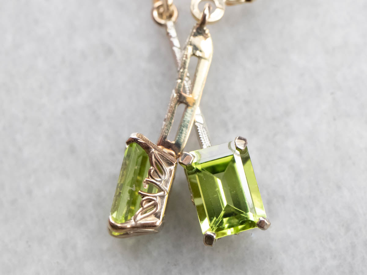 Two Tone Gold Peridot Earrings