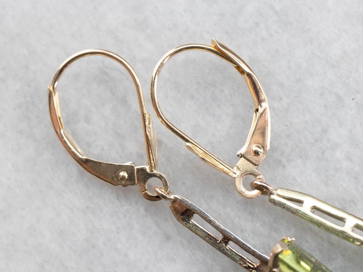 Two Tone Gold Peridot Earrings