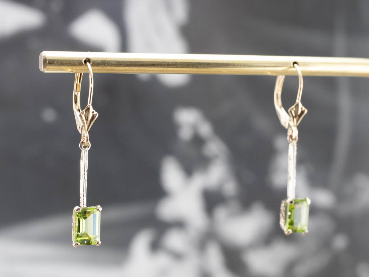 Two Tone Gold Peridot Earrings
