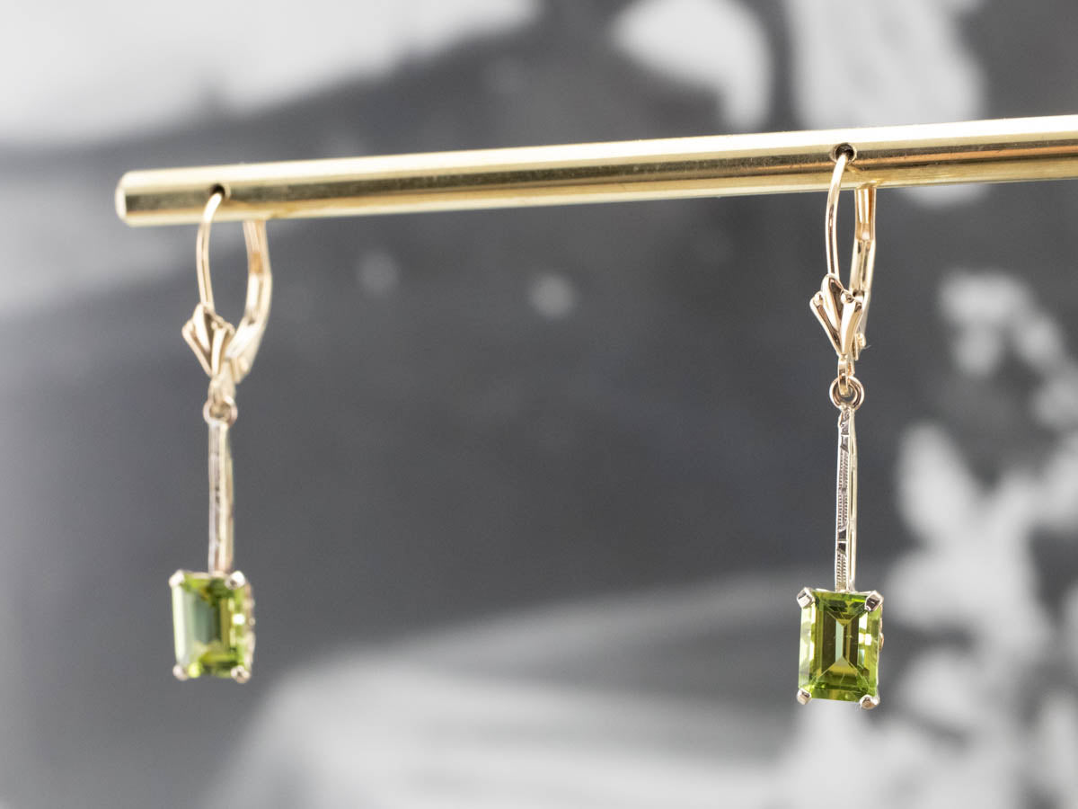 Two Tone Gold Peridot Earrings