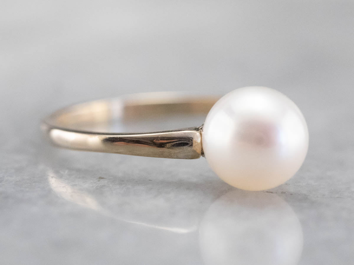 Anillo Solitario Oro Blanco Perla