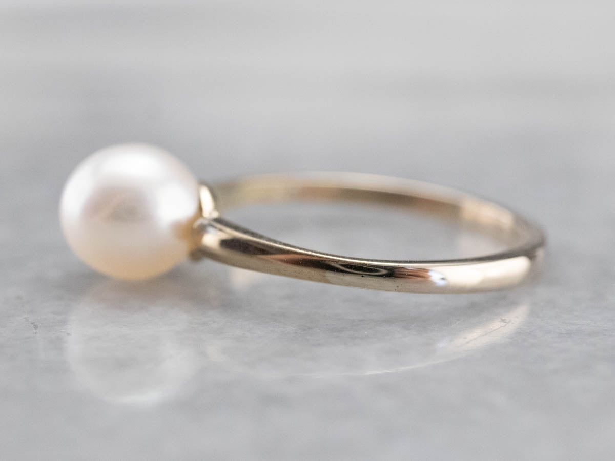 Anillo Solitario Oro Blanco Perla