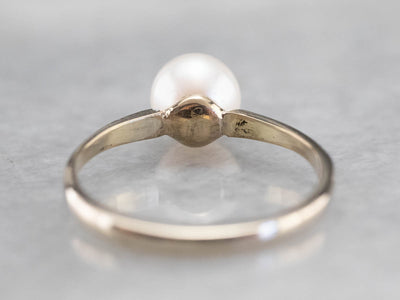 Pearl White Gold Solitaire Ring