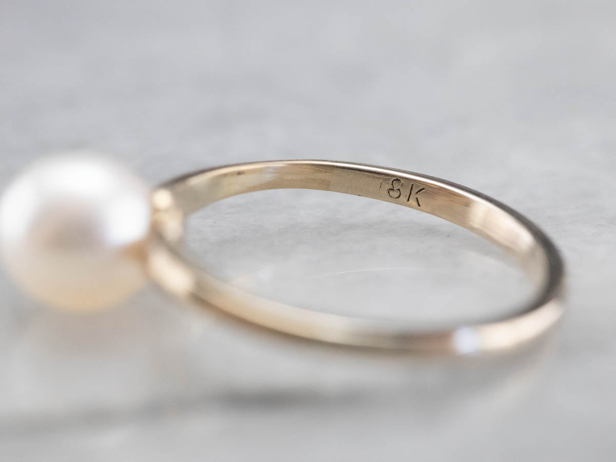 Anillo Solitario Oro Blanco Perla