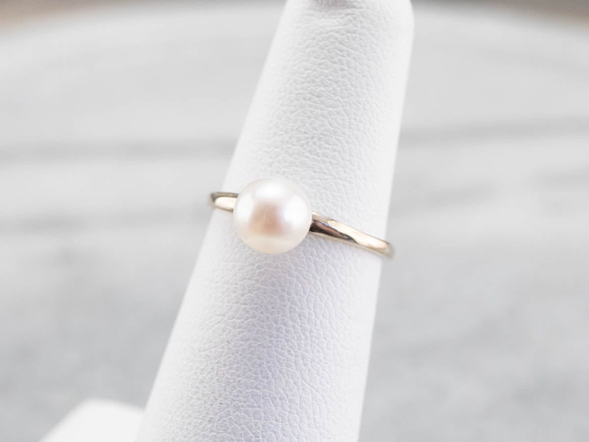 Anillo Solitario Oro Blanco Perla