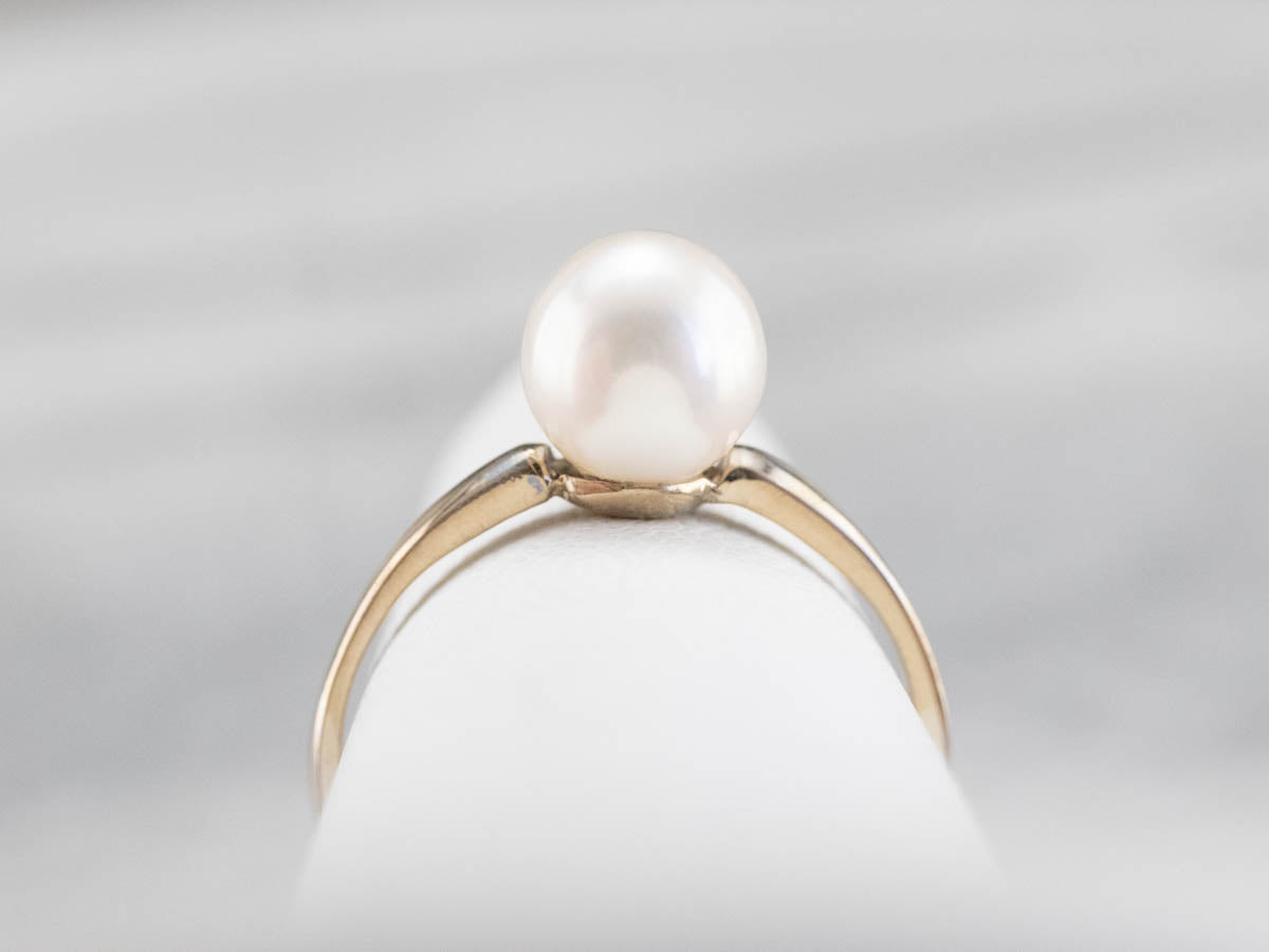 Anillo Solitario Oro Blanco Perla