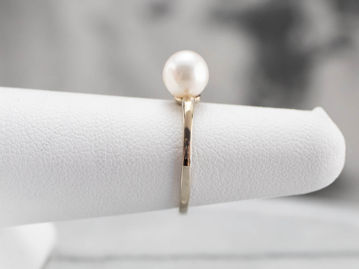 Anillo Solitario Oro Blanco Perla