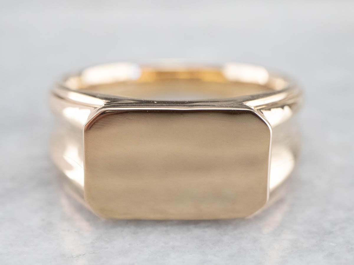 Men's East to West Gold Signet Ring