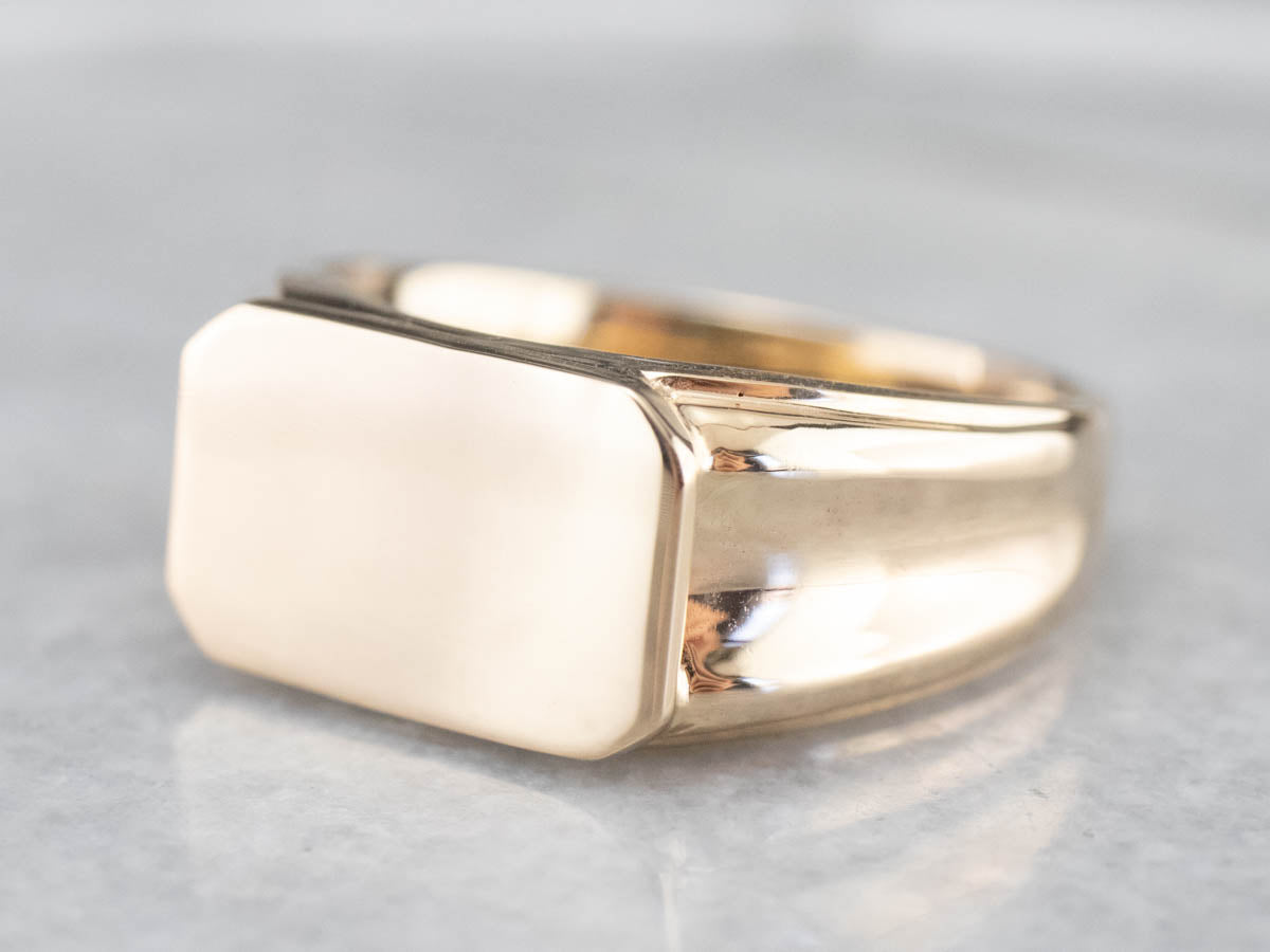 Men's East to West Gold Signet Ring