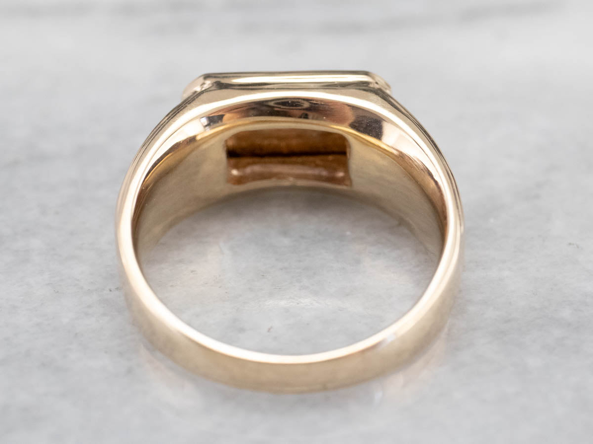 Men's East to West Gold Signet Ring