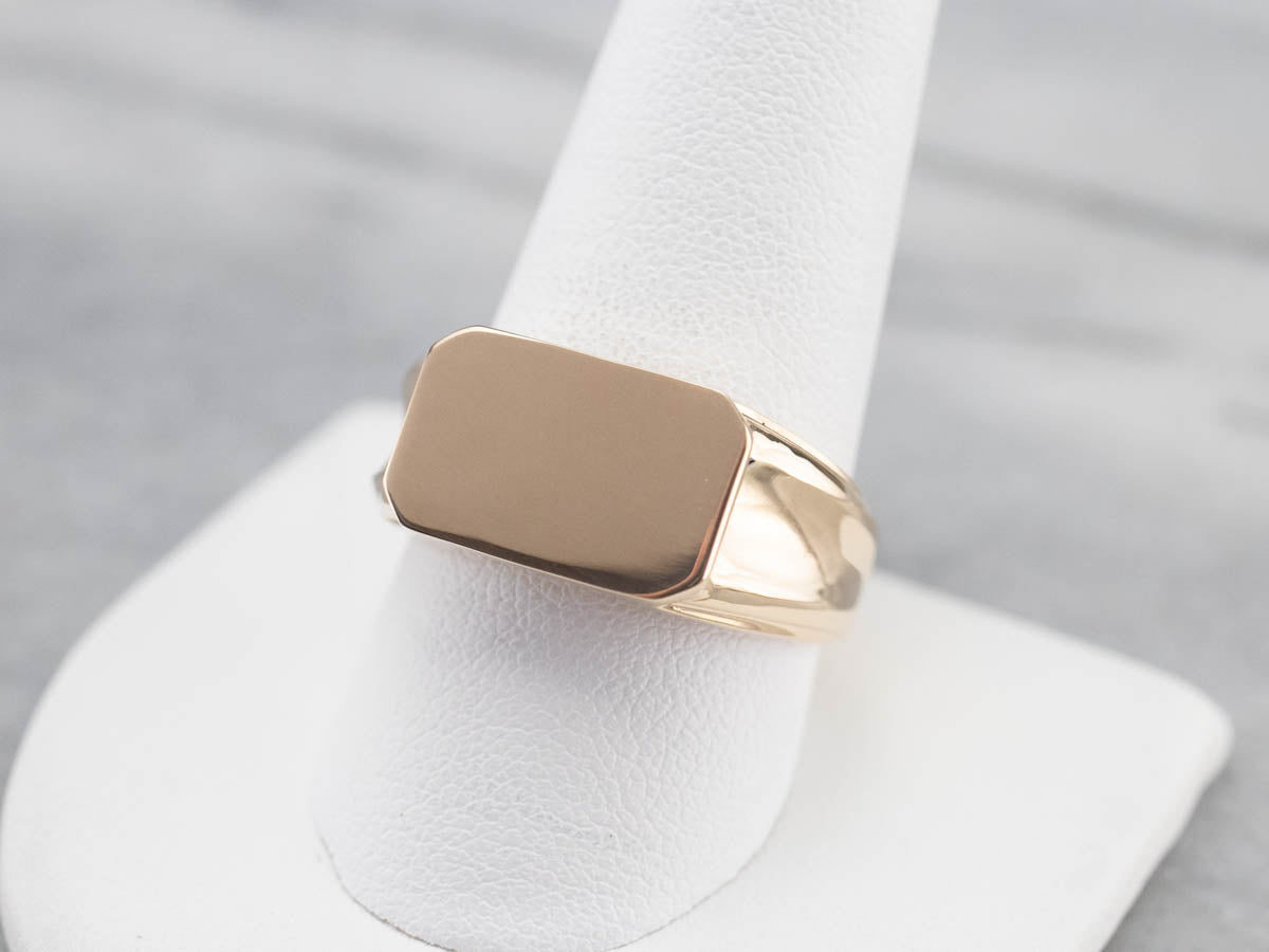 Men's East to West Gold Signet Ring