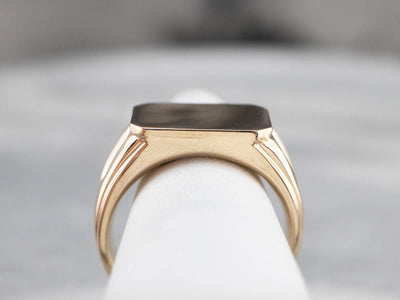 Men's East to West Gold Signet Ring