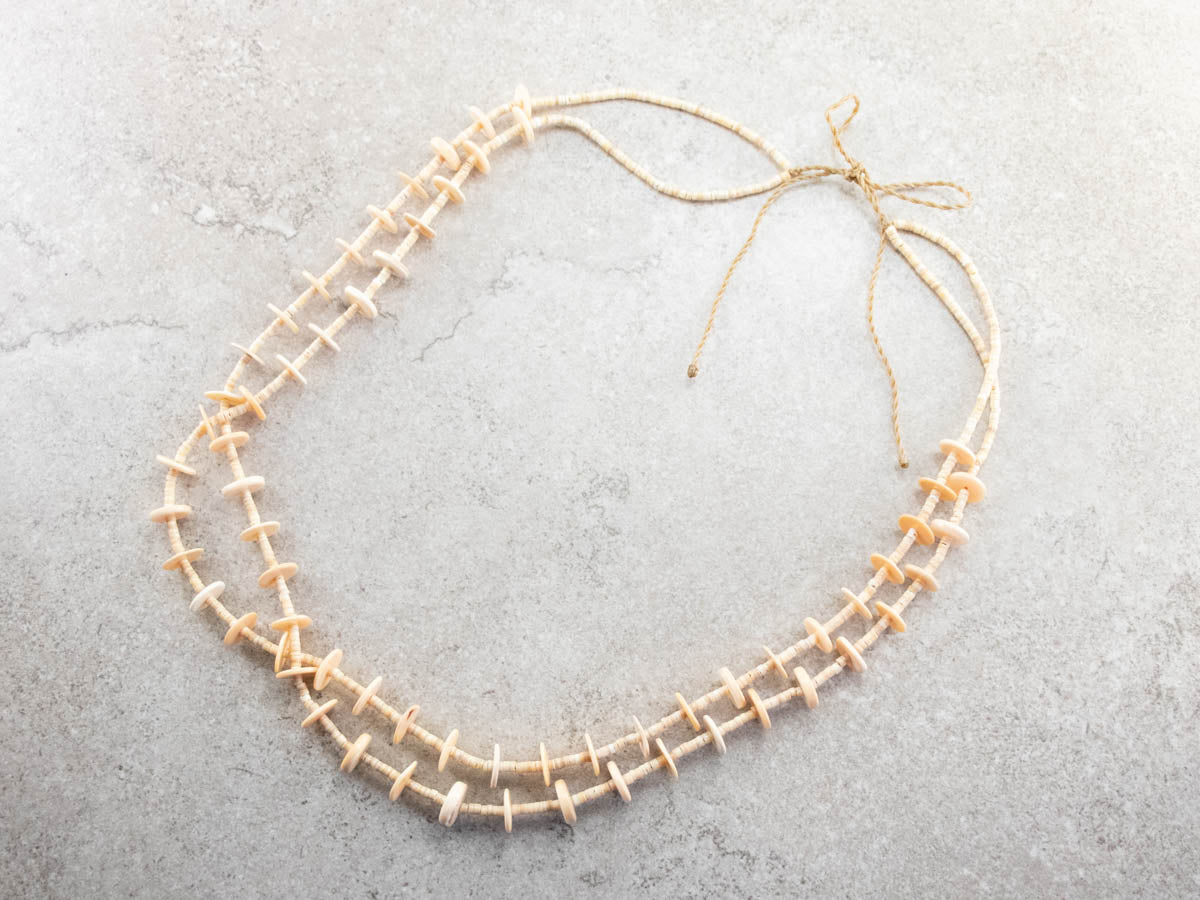 Native American Shell Bead Necklace and Bracelet Set